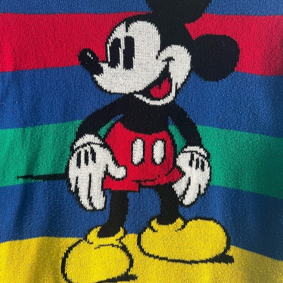 Disney Crewneck Sweater - Blue, Red, Yellow, Green Stripes with Mickey - Picture 4 of 4
